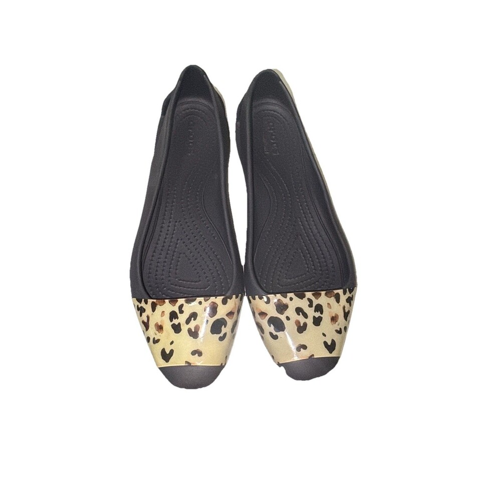 Crocs Sienna Leopard Fade Flat Sip On Women's Sz 10 Graphite Casual Iconic Comfy